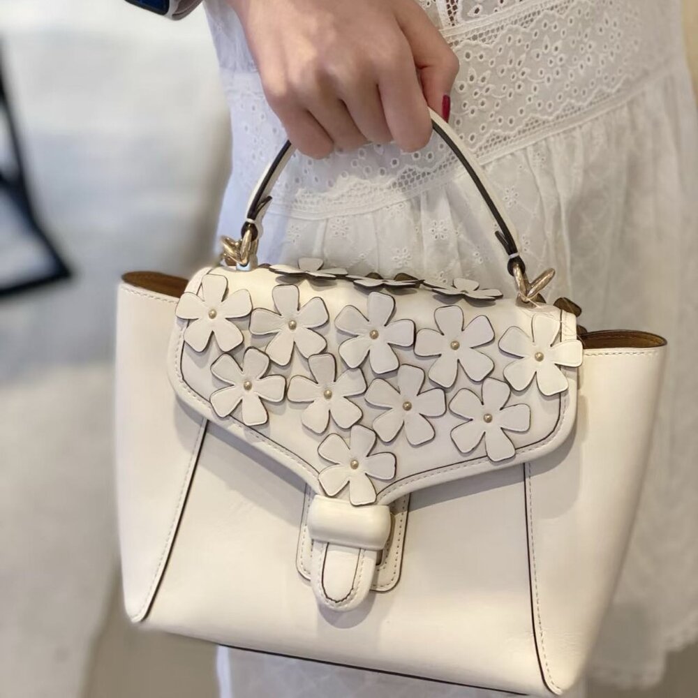 Coach Courier Carryall 23 With Floral Applique